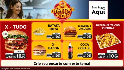 Modelo de TV para TV Horizontal com o tema Ofertaço Do Dia para Hamburgueria