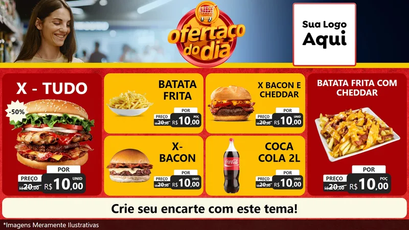 Modelo de TV para TV Horizontal com o tema Ofertaço Do Dia para Hamburgueria