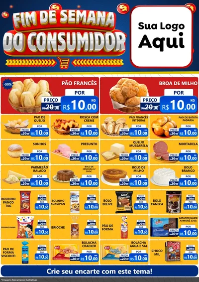 Modelo de Encarte para Encarte A4 Vertical com o tema Fim de Semana do Consumidor para Padaria