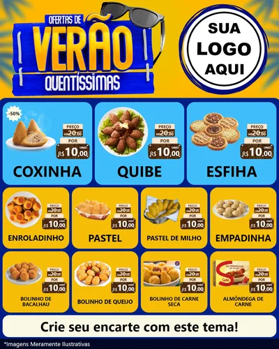 Modelo de Rede Social para Feed Instagram com o tema Ofertas de Verão Quentíssimas para Salgadaria