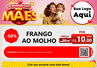 Modelo de Cartaz para Cartaz A4 Horizontal com o tema Semana das Mães para Restaurante