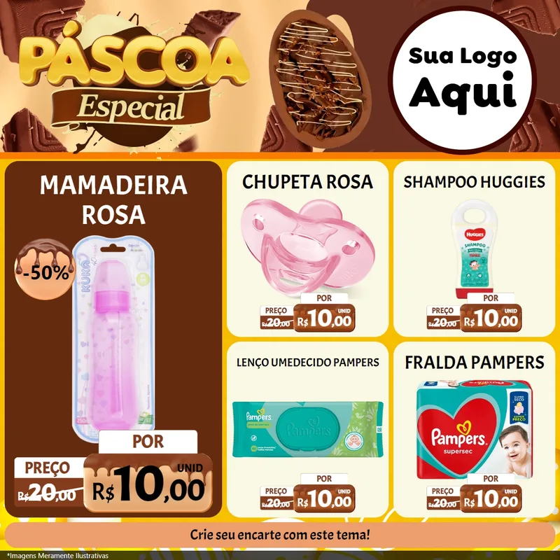 Modelo de Rede Social para Feed Facebook com o tema Páscoa Especial para Bebês