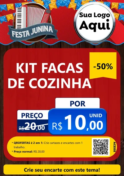 Modelo de Cartaz para Cartaz A4 Vertical com o tema Festa Junina para Utilidades Domésticas