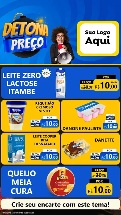 Modelo de TV para TV Vertical com o tema Detona Preços para Frios e Laticínios