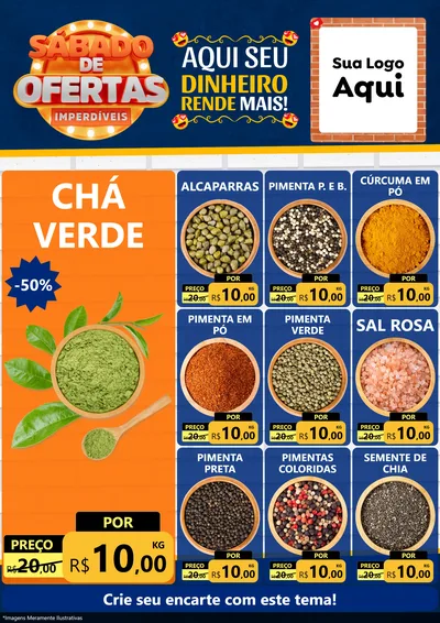 Modelo de Encarte para Encarte A4 Vertical com o tema Sábado de Ofertas Imperdíveis para Produtos Naturais