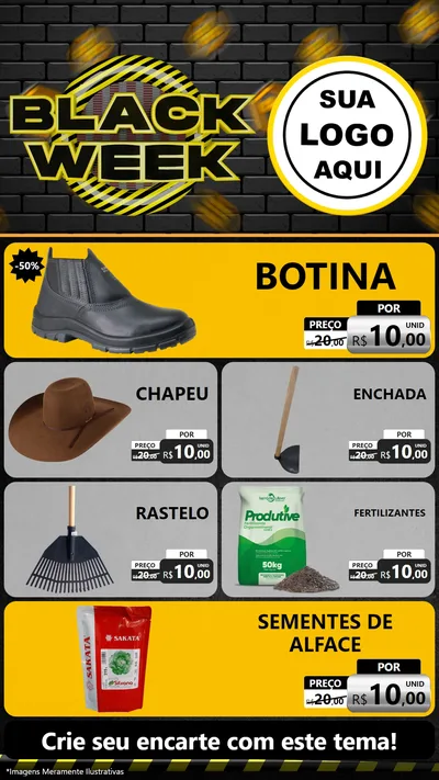 Modelo de TV para TV Vertical com o tema Black Week para Agropecuária