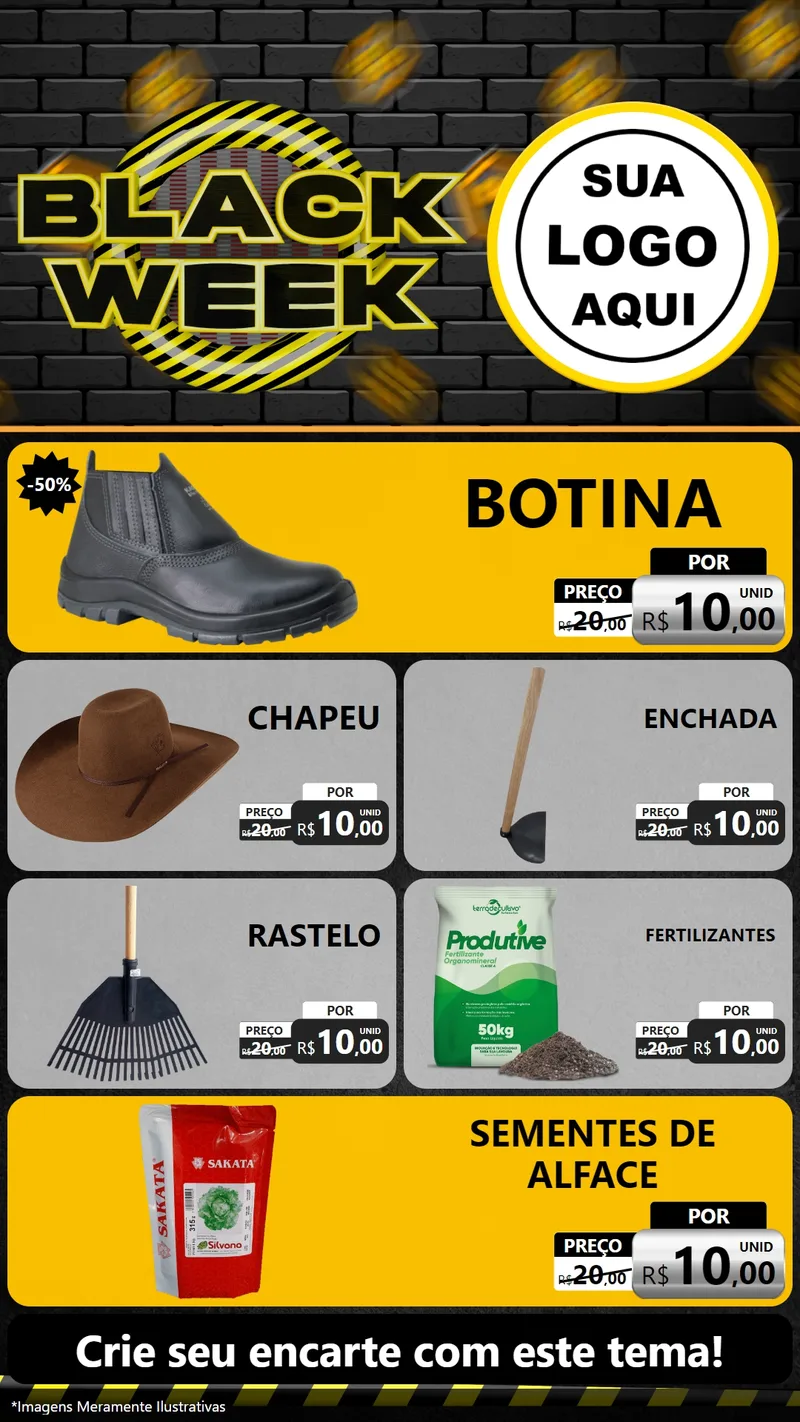 Modelo de TV para TV Vertical com o tema Black Week para Agropecuária
