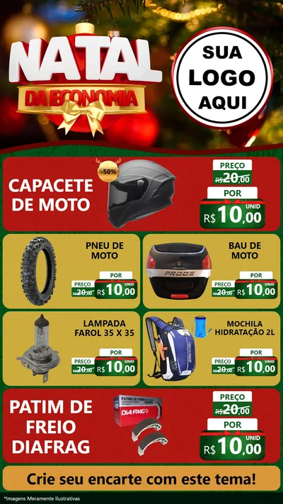Modelo de TV para TV Vertical com o tema Natal da Economia para Moto peças