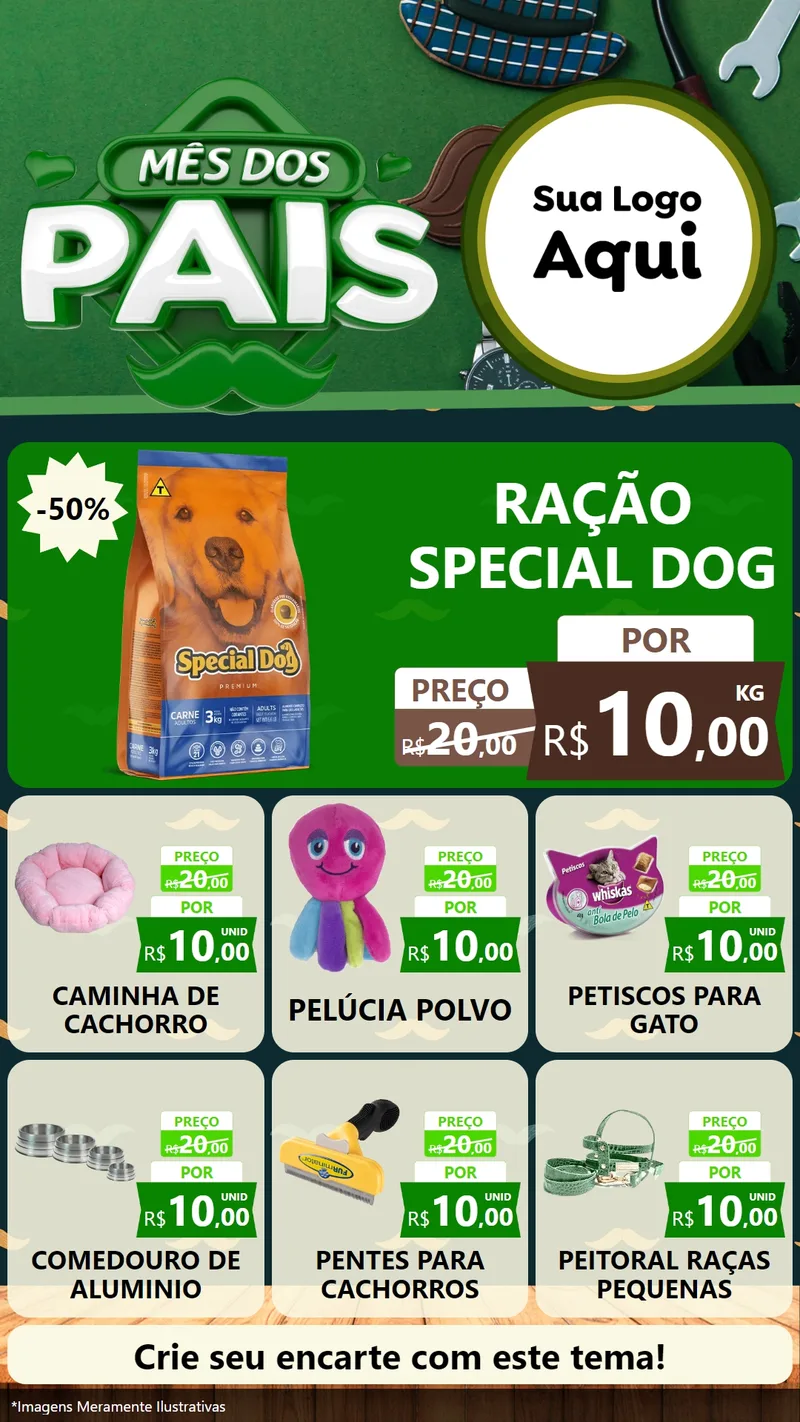 Modelo de Rede Social para Stories com o tema Mês dos Pais para Pet Shop