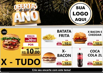 Modelo de Encarte para Encarte A4 Horizontal com o tema Ofertas de Fim de Ano para Hamburgueria