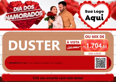Modelo de Cartaz para Cartaz A4 Horizontal com o tema Dia dos Namorados para Concessionaria de Carros
