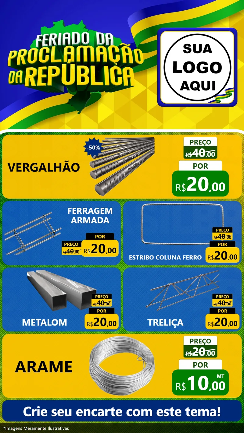Modelo de TV para TV Vertical com o tema Feriado da Proclamação da República para Ferragens