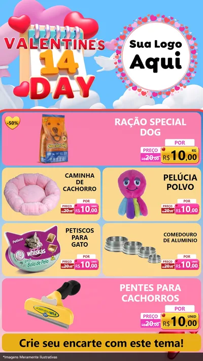 Modelo de TV para TV Vertical com o tema Valentine's Day para Pet Shop