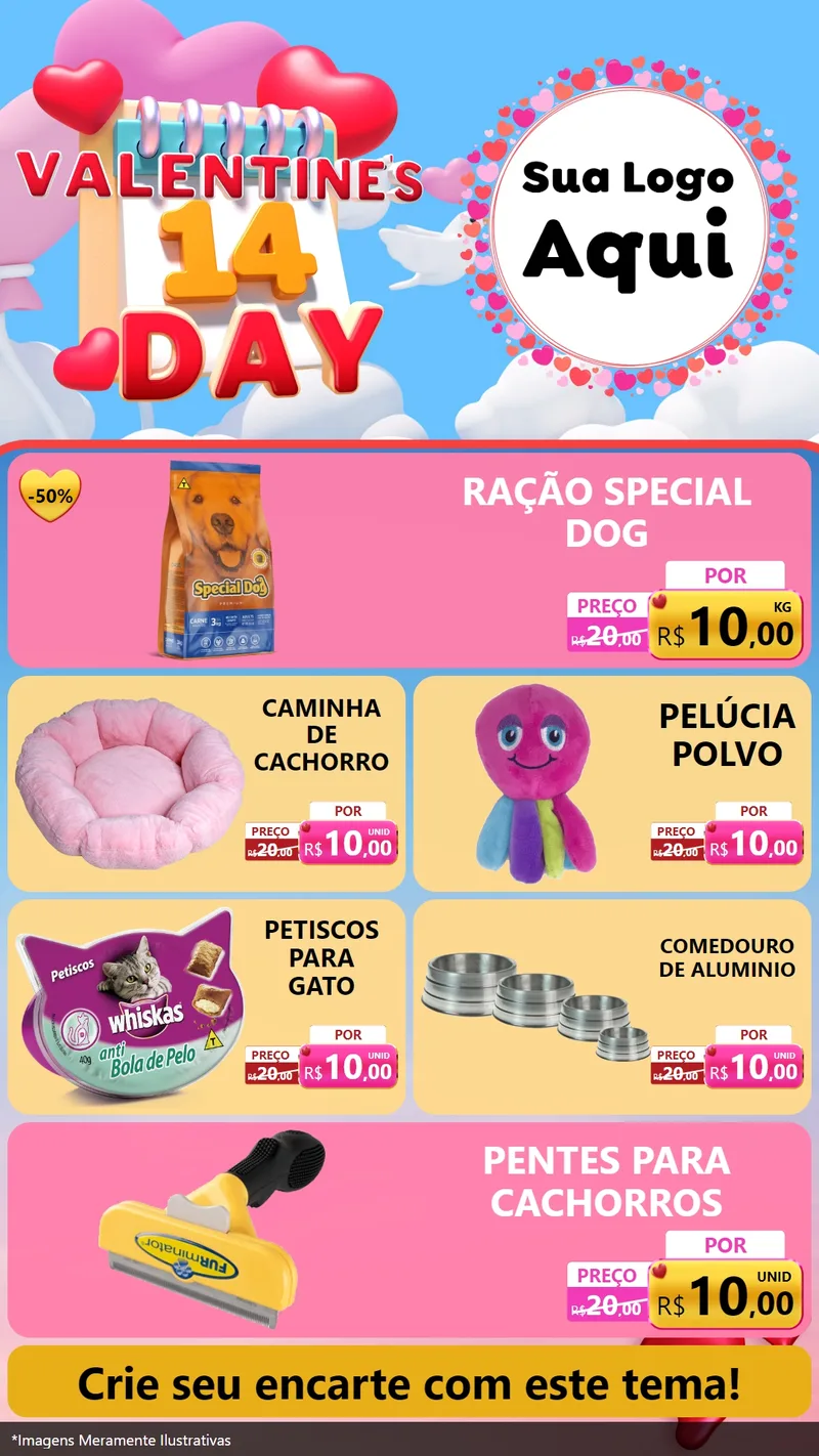 Modelo de TV para TV Vertical com o tema Valentine's Day para Pet Shop