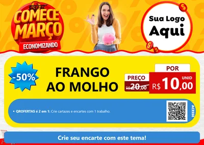 Modelo de Cartaz para Cartaz A4 Horizontal com o tema Comece Março Economizando para Restaurante
