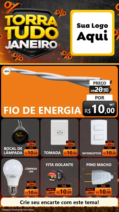 Modelo de Rede Social para Stories com o tema Torra Tudo Janeiro para Materiais Elétricos