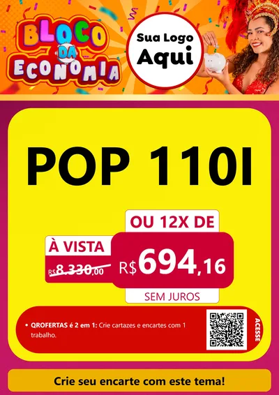Modelo de Cartaz para Cartaz A4 Vertical com o tema Bloco da Economia para Concessionaria de Motos