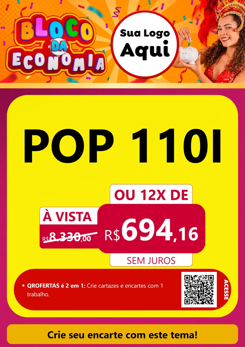 Modelo de Cartaz para Cartaz A4 Vertical com o tema Bloco da Economia para Concessionaria de Motos