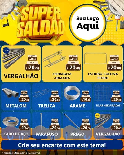 Modelo de Rede Social para Feed Instagram com o tema Super Saldão para Ferragens