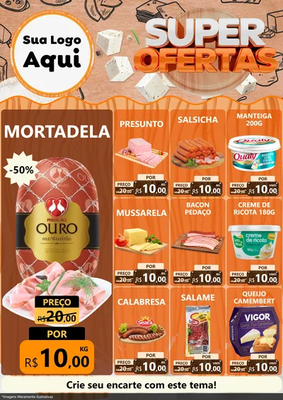 Modelo de Encarte para Encarte A4 Vertical com o tema Super Ofertas para Frios e Laticínios