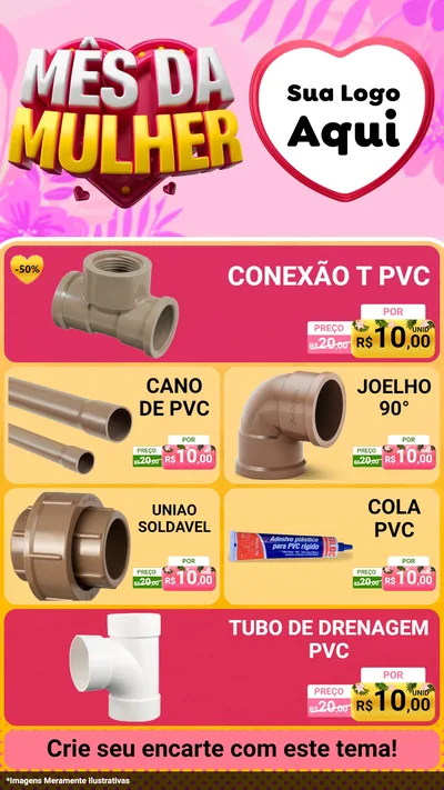 Modelo de TV para TV Vertical com o tema Mês da Mulher para Tubos e conexões
