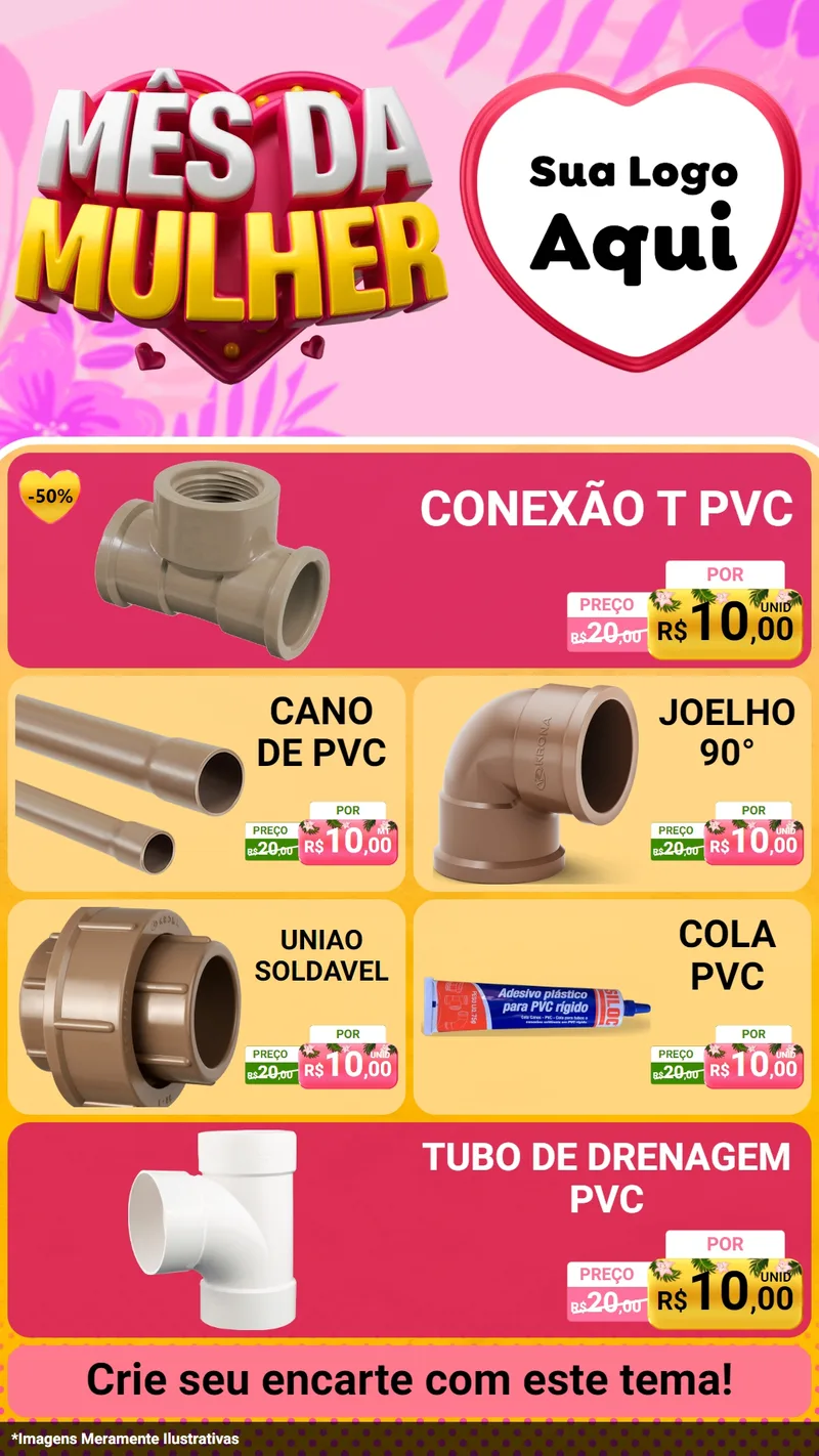 Modelo de TV para TV Vertical com o tema Mês da Mulher para Tubos e conexões