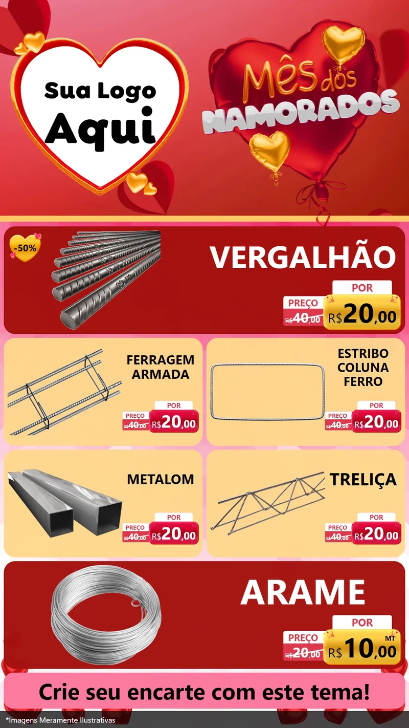 Modelo de TV para TV Vertical com o tema Mês dos Namorados para Ferragens