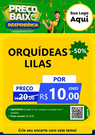 Modelo de Cartaz para Cartaz A4 Vertical com o tema Preço Baixo de Independência para Floricultura e jardim