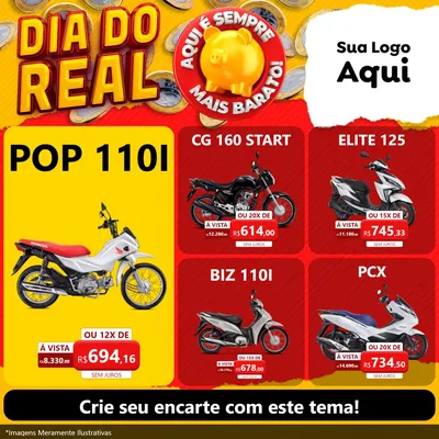 Modelo de Rede Social para Feed Facebook com o tema Dia Do Real para Concessionaria de Motos