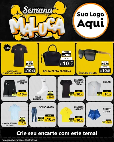 Modelo de Rede Social para Feed Instagram com o tema Semana Maluca para Roupas e acessórios