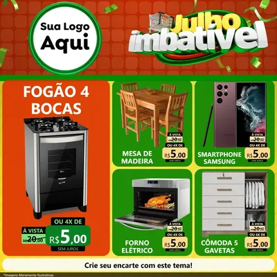 Modelo de Rede Social para Feed Facebook com o tema Julho Imbatível para Móveis e Eletro