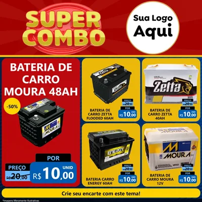 Modelo de Rede Social para Feed Facebook com o tema Super Combo para Baterias Elétricas