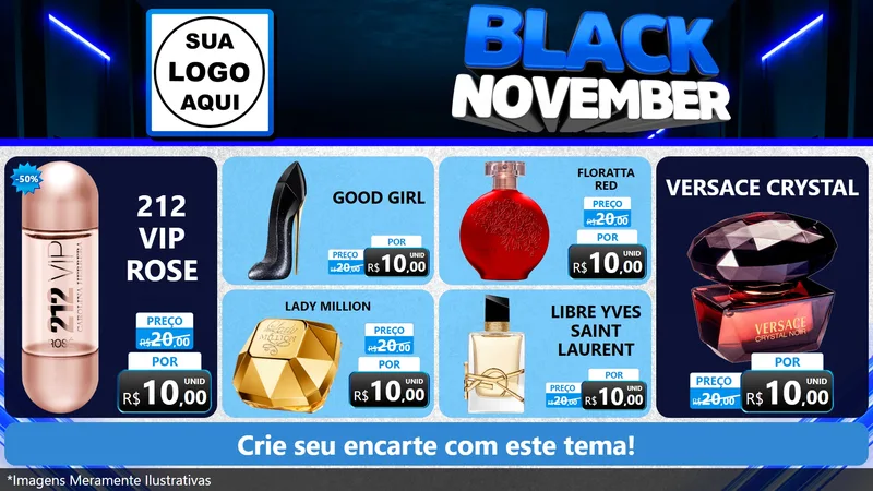 Modelo de TV para TV Horizontal com o tema Black November para Perfumes
