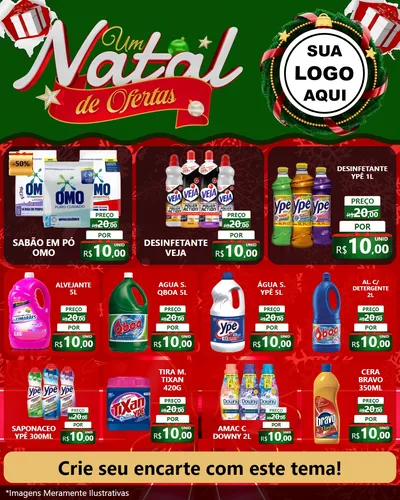 Modelo de Rede Social para Feed Instagram com o tema Um Natal de Ofertas para Produtos de Limpeza