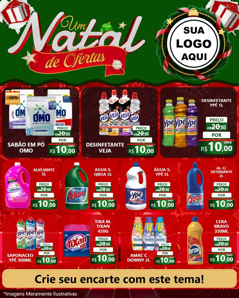 Modelo de Rede Social para Feed Instagram com o tema Um Natal de Ofertas para Produtos de Limpeza