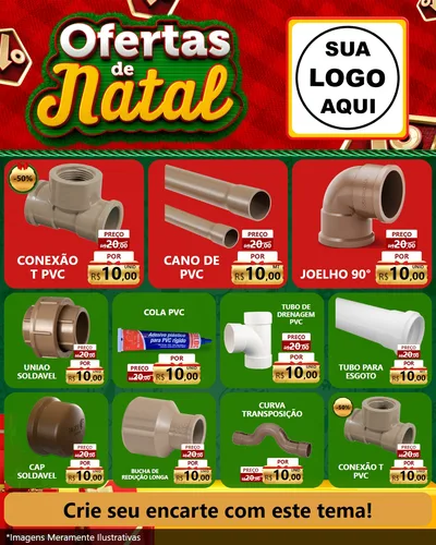 Modelo de Rede Social para Feed Instagram com o tema Ofertas de Natal para Tubos e conexões