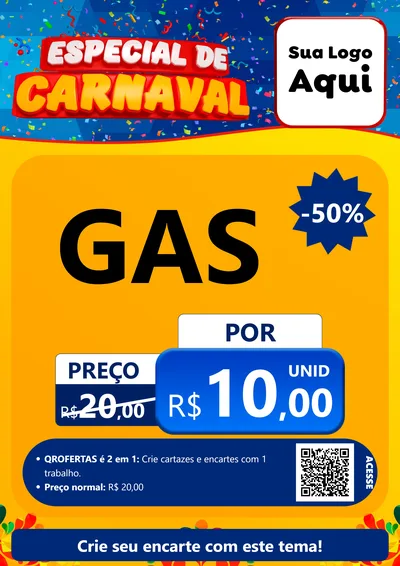 Modelo de Cartaz para Cartaz A4 Vertical com o tema Especial de Carnaval para Água e gás