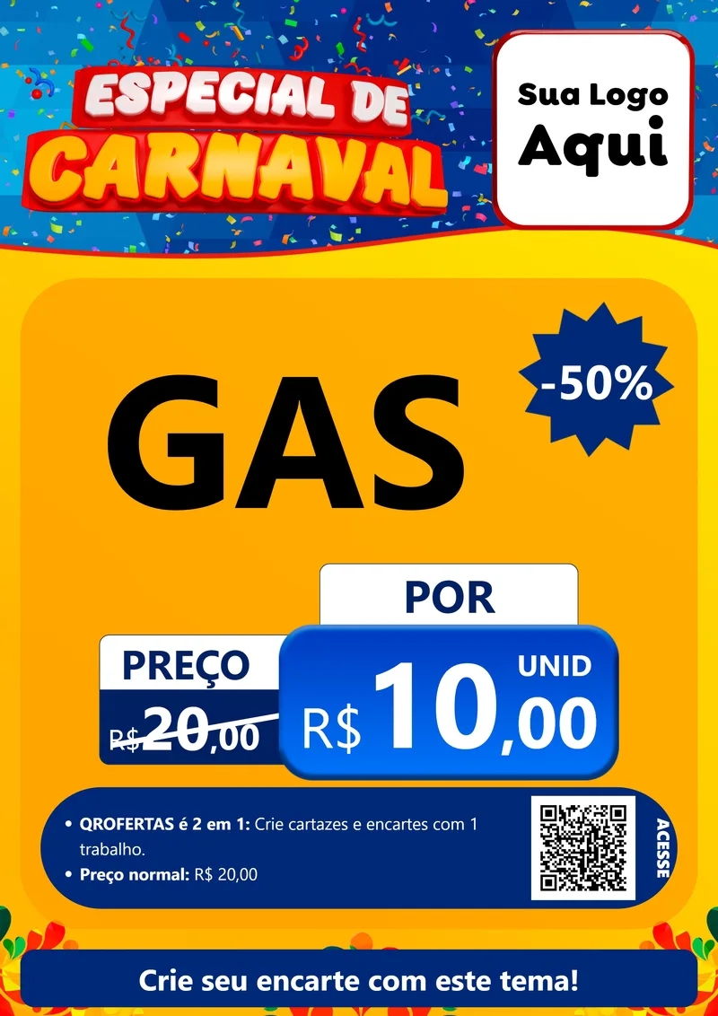 Modelo de Cartaz para Cartaz A4 Vertical com o tema Especial de Carnaval para Água e gás
