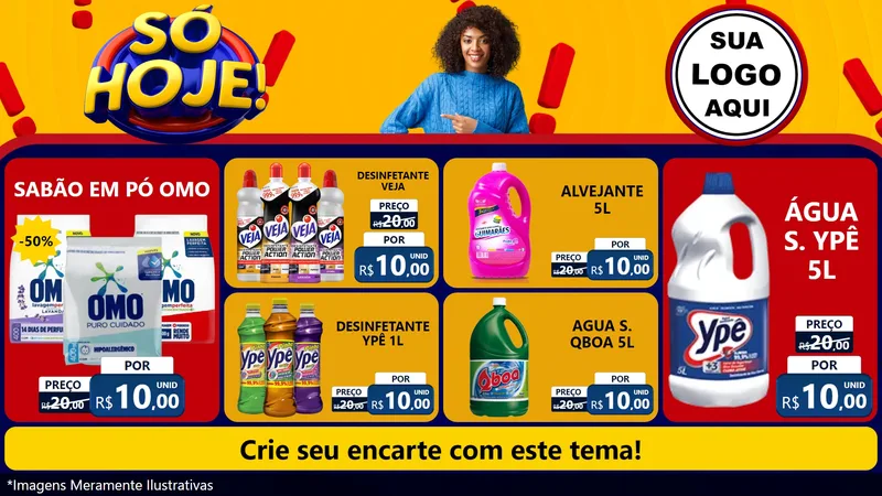 Modelo de TV para TV Horizontal com o tema Só Hoje! para Produtos de Limpeza
