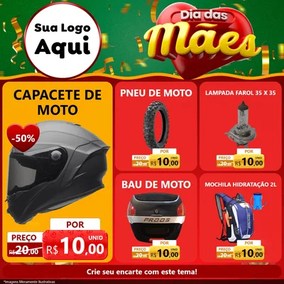 Modelo de Rede Social para Feed Facebook com o tema Dia das Mães para Moto peças