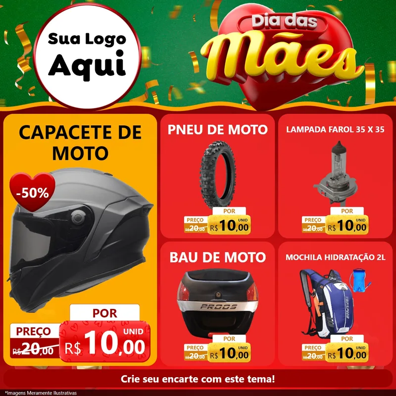 Modelo de Rede Social para Feed Facebook com o tema Dia das Mães para Moto peças