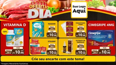 Modelo de TV para TV Horizontal com o tema Ofertas do Dia para Farmácia