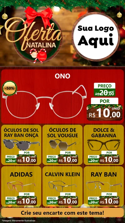 Modelo de Rede Social para Stories com o tema Ofertas Natalina para Óticas