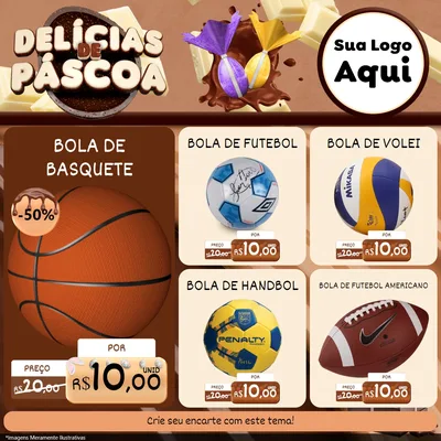 Modelo de Rede Social para Feed Facebook com o tema Delícias de Páscoa para Artigos Esportivos
