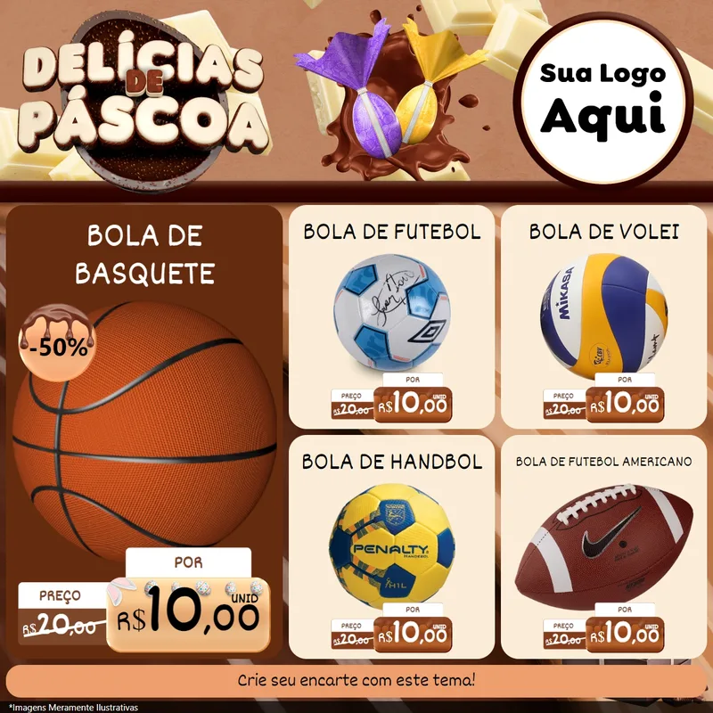 Modelo de Rede Social para Feed Facebook com o tema Delícias de Páscoa para Artigos Esportivos