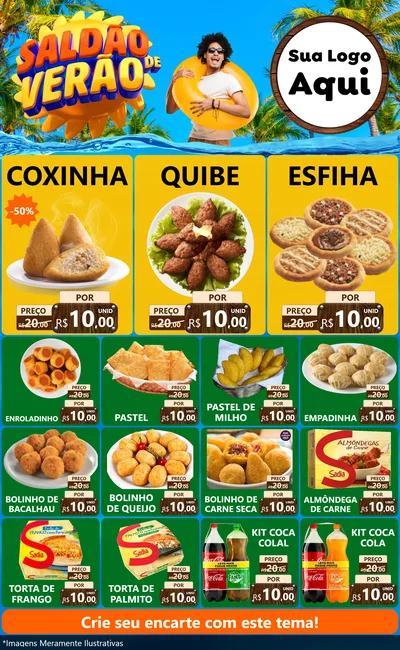 Modelo de Encarte para Encarte Grande com o tema Saldão de Verão para Salgadaria