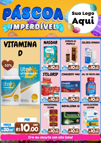 Modelo de Encarte para Encarte A4 Vertical com o tema Páscoa Imperdível para Farmácia