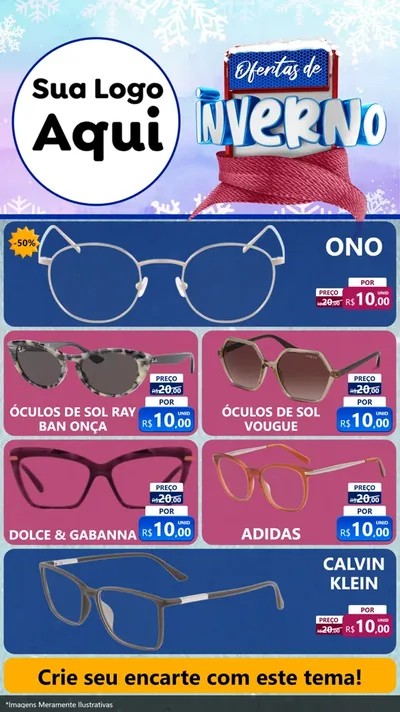 Modelo de TV para TV Vertical com o tema Ofertas de Inverno para Óticas
