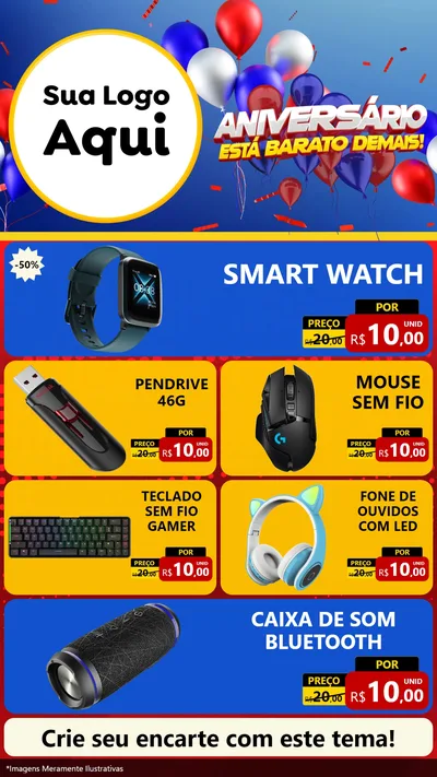 Modelo de TV para TV Vertical com o tema Aniversário para Informática