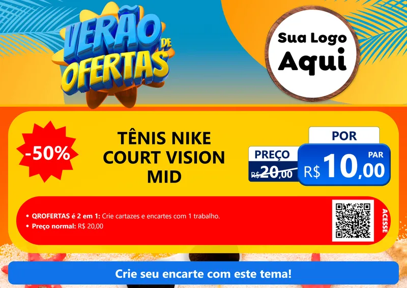 Modelo de Cartaz para Cartaz A4 Horizontal com o tema Verão de Ofertas para Calçados